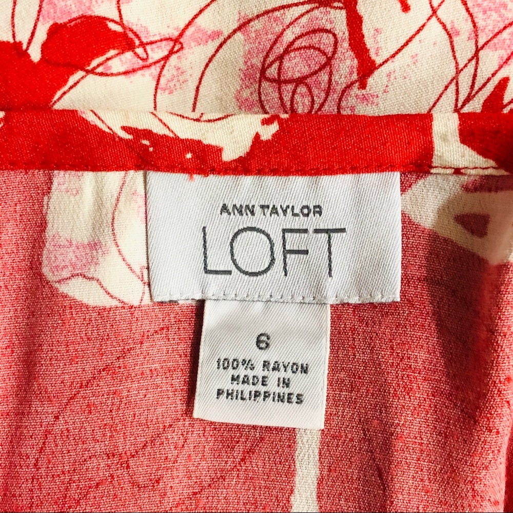 Ann Taylor LOFT Skirt Red and White Flowers Size 6 - Picture 7 of 8